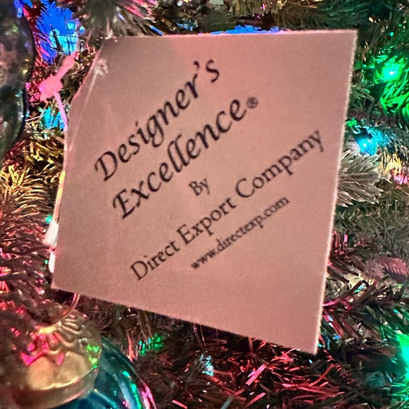 NWT! Christmas 2 piece set Teal Glass Ornaments Swirl Pattern and Opal Glazed - Picture 3 of 5